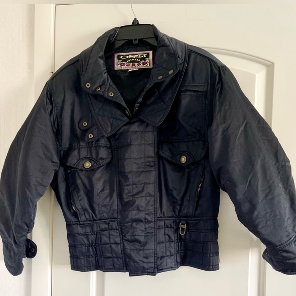 OSSI SKIWEAR Women's Black Vintage Snow Jacket w/Lots of Pockets Zip/Snap-Size M - Picture 4 of 7